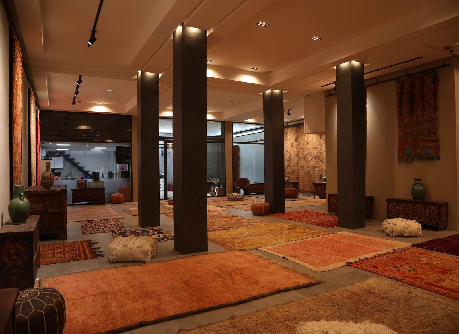 Vintage Moroccan Rug Featuring Warm Orange and Red Tones