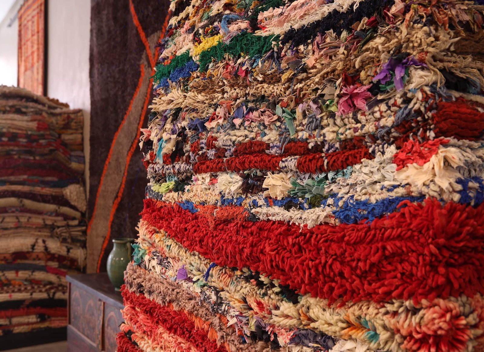 Authentic Handmade Wool Moroccan Rug with Unique Diamond Patterns