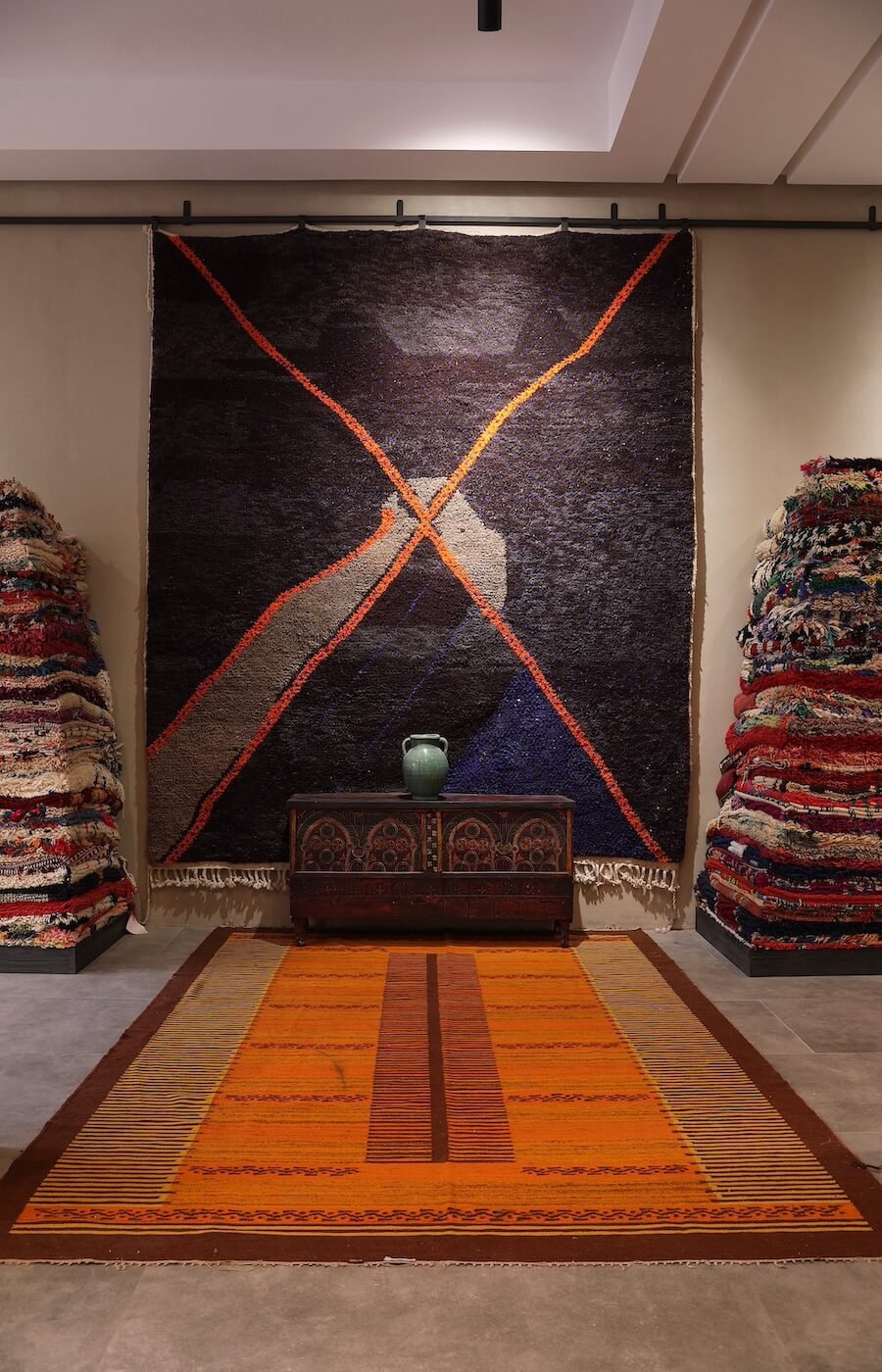 Vintage Moroccan Area Rug with Soft Earthy Colors and Berber Symbols